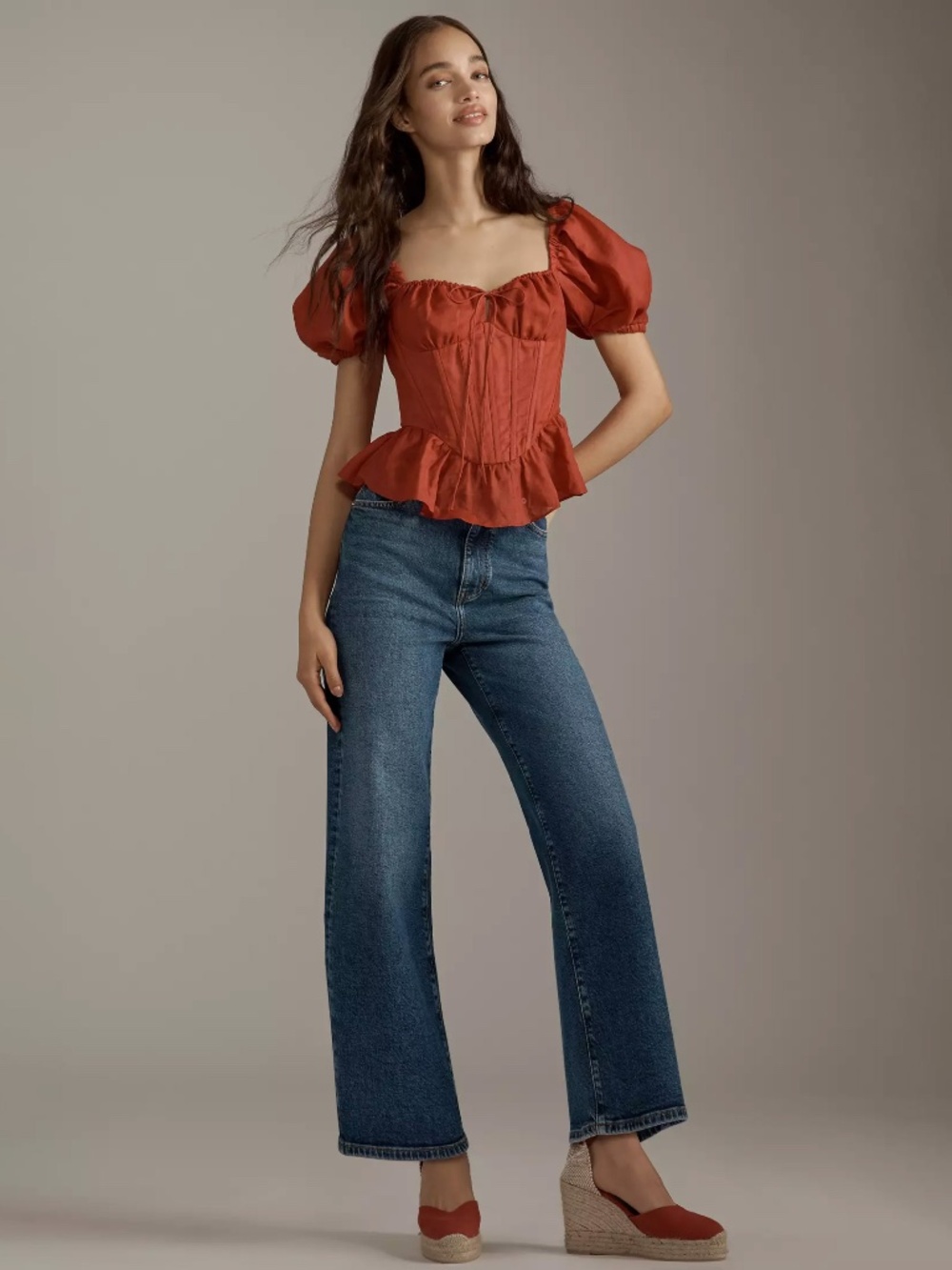 FRAME The Wide High Rise Wide Leg Jeans Blue Denim‎ Size 27